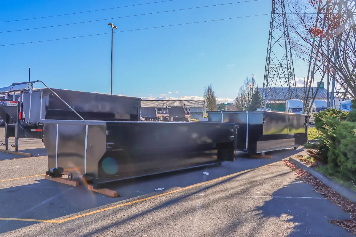 Roll-off dumpster ready for waste disposal at job site for 6 Yard Dumpster Rental in Westwood Lakes